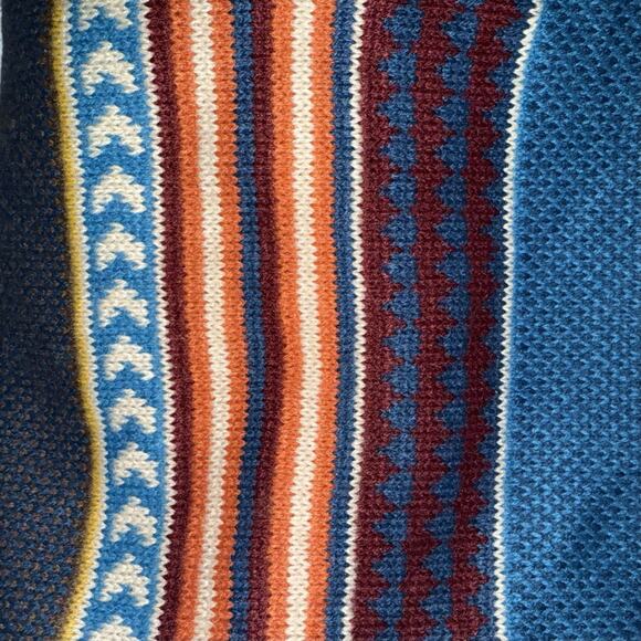 Women's Scarf Multicolor Jumbo 90" Boho Abstract Striped Fringe Knit - Picture 2 of 6